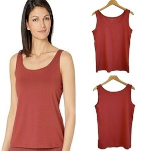 EDDIE BAUER NWT Ribbed Tank Top Cotton Base Layer Rosewood Red Large